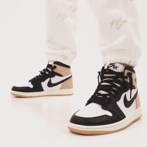 NEW WOMEN'S AIR JORDAN RETRO 1 HIGH OG Black/White/Sail/Legend Medium Brown Sz 9